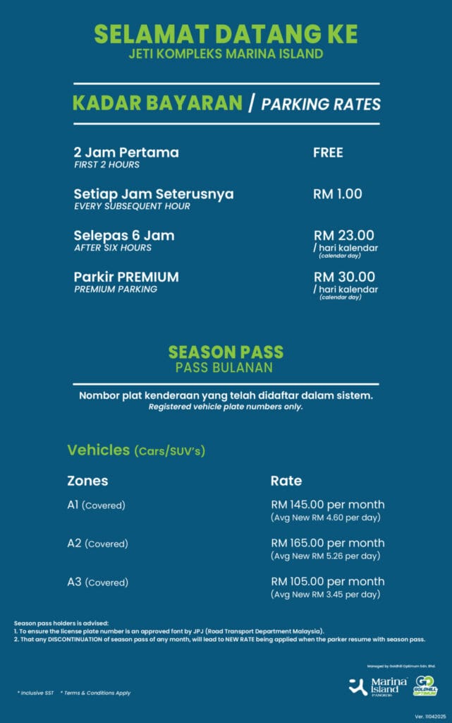 Parking Rate Marina Island