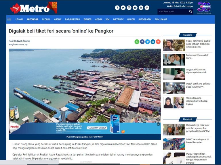 Harian Metro (14 October 2021) 20 Marina Island Pangkor - Family Vacation in Manjung Perak Harian Metro (14 October 2021)